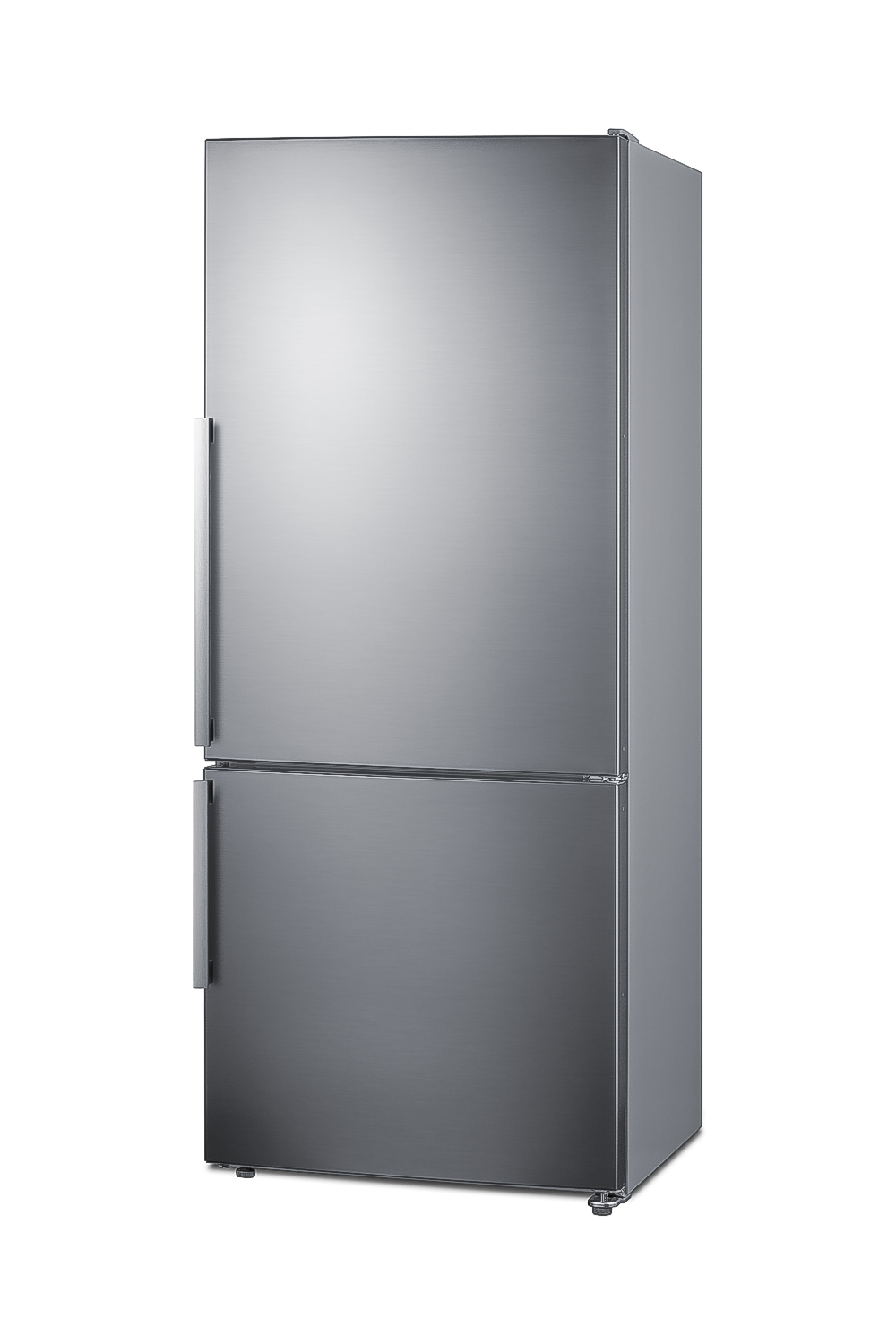Frost-free ENERGY STAR certified bottom freezer refrigerator with icemaker in stainless steel